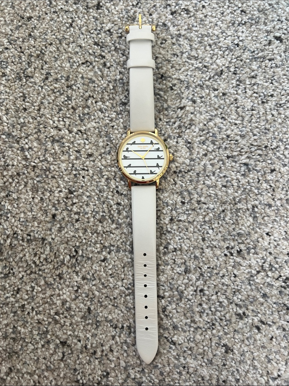 kate spade Cream Strap Gold-Tone Watch with Bird Accent Dial